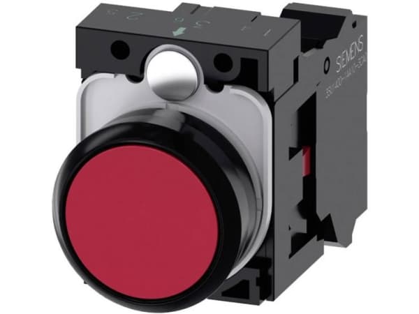 Siemens 3SU11000AB203CA0 3SU1100-0AB20-3CA0 Trykknap Frontring plastic, Rund Knap Sort, Rød 1 stk