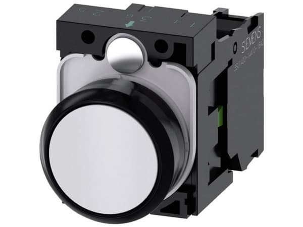 Siemens 3SU11000AB601BA0 3SU1100-0AB60-1BA0 Painike Eturengas muovia, pyöreä Painike Musta, valkoinen 1 kpl 1 kpl