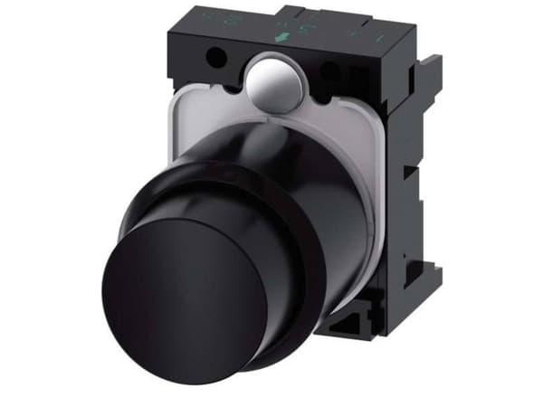 Siemens 3SU1200-0FB10-0AA0 Tryckknapp med förlängt nav, frontring av plast, manöverknapp Svart 1 st