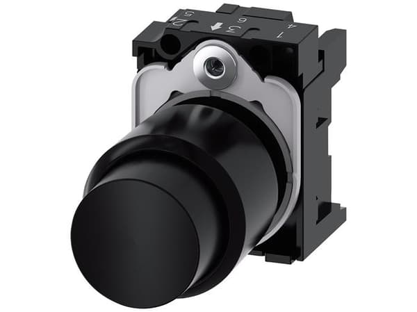 Siemens 3SU1200-0FB10-0AA0 Tryckknapp med förlängt nav, frontring av plast, manöverknapp Svart 1 st