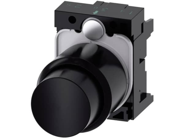 Siemens 3SU1200-0FB10-0AA0 Tryckknapp med förlängt nav, frontring av plast, manöverknapp Svart 1 st