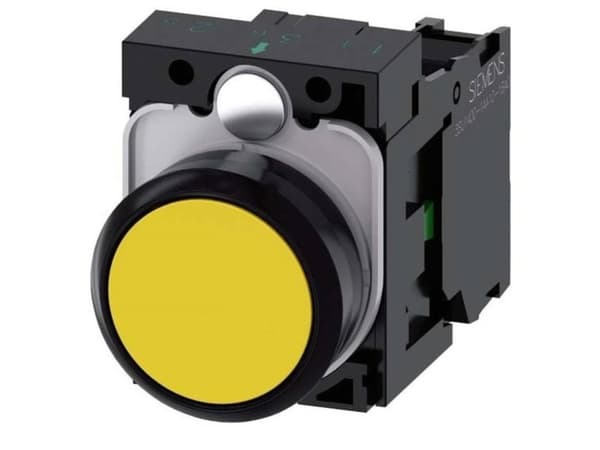 Siemens 3SU11000AB301BA0 3SU1100-0AB30-1BA0 Painike Eturengas muovia, pyöreä Painike Musta, keltainen 1 kpl 1 kpl