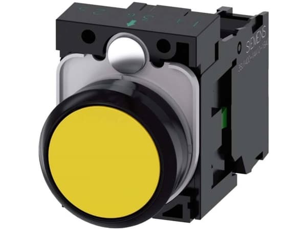Siemens 3SU11000AB301BA0 3SU1100-0AB30-1BA0 Painike Eturengas muovia, pyöreä Painike Musta, keltainen 1 kpl 1 kpl