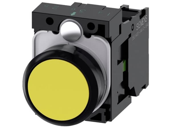 Siemens 3SU11000AB301BA0 3SU1100-0AB30-1BA0 Painike Eturengas muovia, pyöreä Painike Musta, keltainen 1 kpl 1 kpl