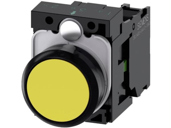 Siemens 3SU11000AB301BA0 3SU1100-0AB30-1BA0 Painike Eturengas muovia, pyöreä Painike Musta, keltainen 1 kpl 1 kpl