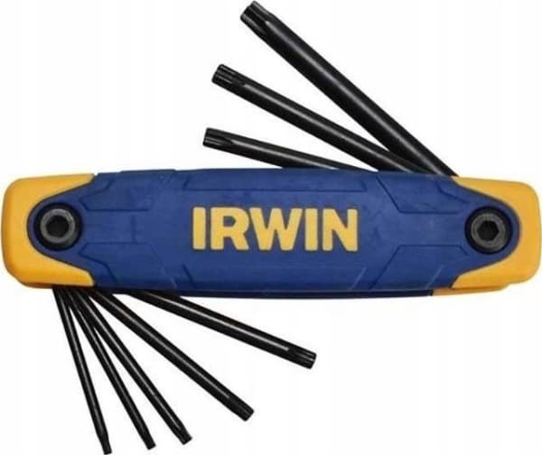 IRWIN T10767, Sammenleggbare torx-nøkler, T10,T15,T20,T25,T27,T30,T40,T9, Svart, Blå, Gult, Kromvanadiumstål, Plastikk, Plastikk