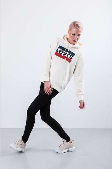 Levi`s GRAPHIC SPORT HOODIE 0001 SPORTSWEAR HOODIE MARSHMALLOW - XS - damskie - Krämowy/beżowy