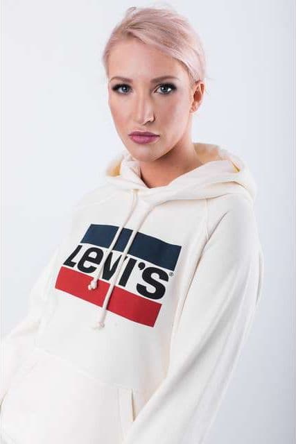 Levi`s GRAPHIC SPORT HOODIE 0001 SPORTSWEAR HOODIE MARSHMALLOW - XS - damskie - Krämowy/beżowy