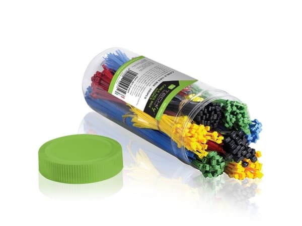 Techly ISWT-SET-CL600T, Buntband med dubbla låshuvuden, Nylon, Multifärg, 250 mm, 255 mm, 43 mm