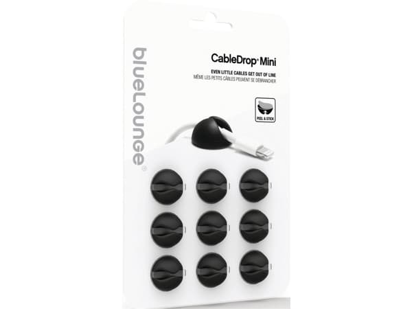 Bluelounge CableDrop Mini - Kabelklämmor - svart (paket om 9)
