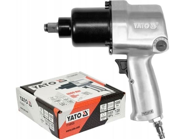 Yato YT-09528, Pneumatisk spärrnyckel, Silver, Gjuten aluminium, 1/2", 6000 RPM, 1000 nm