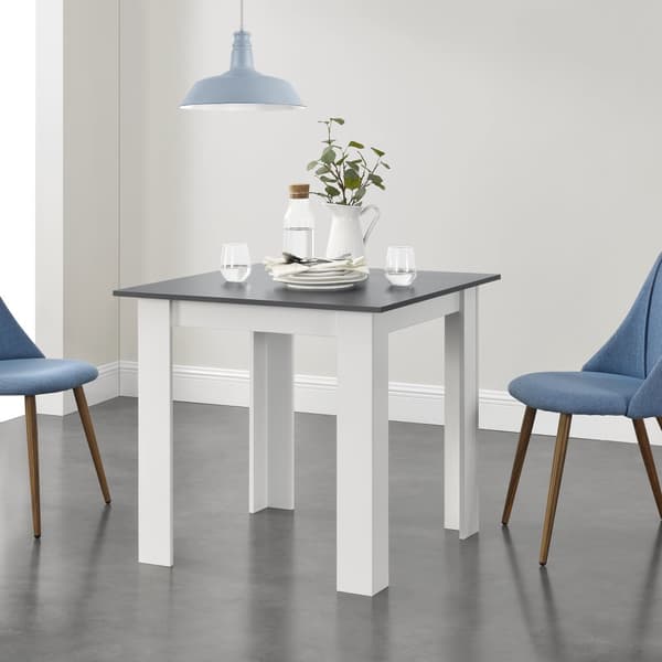 [en.casa] Matbord Algermissen-plats för 4-80x80x76cm-melaminbelagd spånskiva-vit-mörkgrå