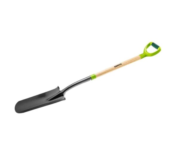 Verto 15G014, Spade, Plast, Stål, Tre, Sort, Grønn, Tre, Ergonomisk, D-formet, 1280 mm