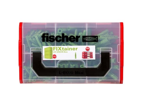 Fischer 534094, Väggplugg, Nylon, Grön, Tyskland, 210 styck, 120 x UX 6 R Green, 60 x UX 8 R Green, 30 x UX 10 R Green