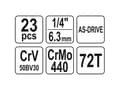 Miniatyrbild 3 av 5: Yato Socket Wrench Set 1/4 "23pcs (YT-14451)