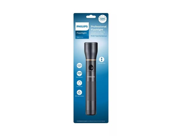 Philips SFL7002T/10, Painikkeellinen taskulamppu, Musta, IPX4, LED, AA, Alkali