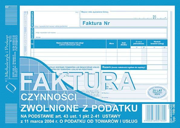 Michalczyk & Prokop Invoice for tax exempt activities A5 198-3E (WIKR-927699) |