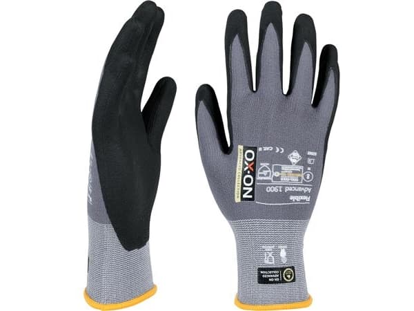 Handsker OX-ON Flexible Advanced 1900. Ekstremt slidstærk, udsøgtpasform, størrelse 8 - (12 par)