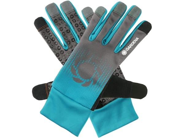 Gardena 11501-20, Hagehansker, Sort, Blå, Grå, M, Bomull, Elastan, Nylon, Polyester, Polyurethan