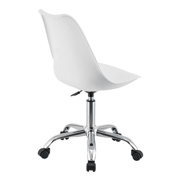 [en.casa] Kontorsstol Atherton-83-93x48x55cm-förkromad metall-konstläder-justerbar höjd-vit