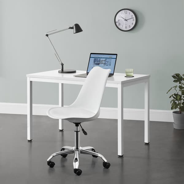 [en.casa] Kontorsstol Atherton-83-93x48x55cm-förkromad metall-konstläder-justerbar höjd-vit