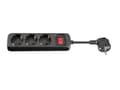 Miniatyrbild 3 av 5: MicroConnect - Effektband - ingång: Typ F - utgångskontakter: 3 (3 x strömtyp F) - 3 m sladd - svart