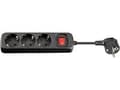 Miniatyrbild 4 av 5: MicroConnect - Effektband - ingång: Typ F - utgångskontakter: 3 (3 x strömtyp F) - 3 m sladd - svart