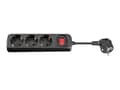 Miniatyrbild 1 av 5: MicroConnect - Effektband - ingång: Typ F - utgångskontakter: 3 (3 x strömtyp F) - 3 m sladd - svart