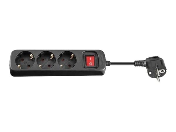 MicroConnect - Effektband - ingång: Typ F - utgångskontakter: 3 (3 x strömtyp F) - 3 m sladd - svart