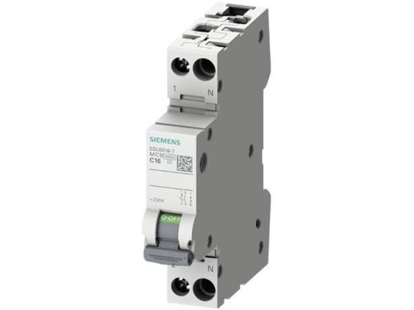 Katkaisija 230V 6KA 1+N-napainen 1TE C16 (5SL6016-7)