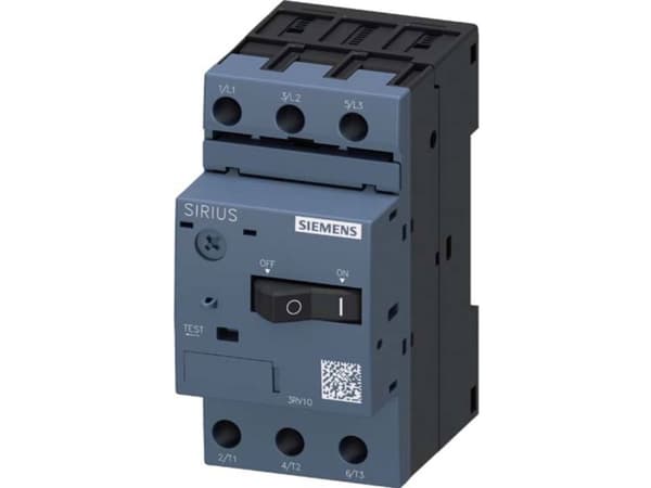 Siemens 3RV1011-0CA10 Strömbrytare 1 st Inställningsområde (ström): 0,18 - 0,25 A Kopplingsspänning (max.): 690 V DC/AC (B x H x D) 45 x 90 x 75 mm
