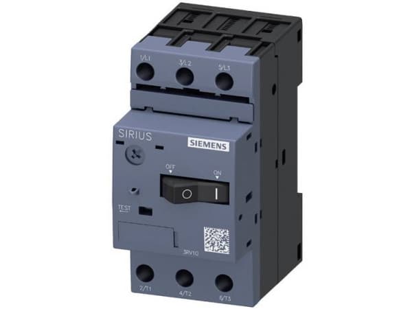 Siemens 3RV1011-0CA10 Strömbrytare 1 st Inställningsområde (ström): 0,18 - 0,25 A Kopplingsspänning (max.): 690 V DC/AC (B x H x D) 45 x 90 x 75 mm