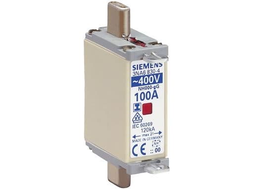 Siemens 3NA68304 Sikringsindsats Sikringsstørrelse = 000 100 A 400 V/AC 3 stk