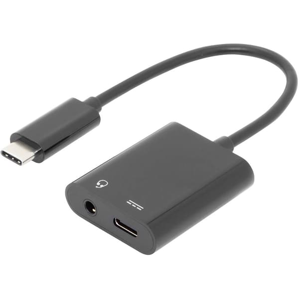 Digitus Audio Adapterkabel [1x USB-C® hane - 2x USB-C® hona, Telejack 3.5 mm] AK-300400-002-S 20.00 cm Skärmad, dubbelt
