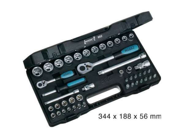 Hazet Topnøglesæt Metrisk 1/4 (6,3 mm), 3/8 (10 mm) 46 dele 882