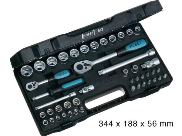 Hazet Topnøglesæt Metrisk 1/4 (6,3 mm), 3/8 (10 mm) 46 dele 882