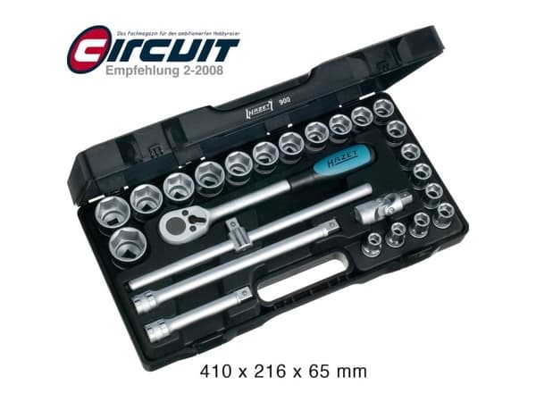 HAZET 900, Støpselsett, 1/2", Metrisk/imperisk, 25 hoder, 12.5 mm, 1/2"