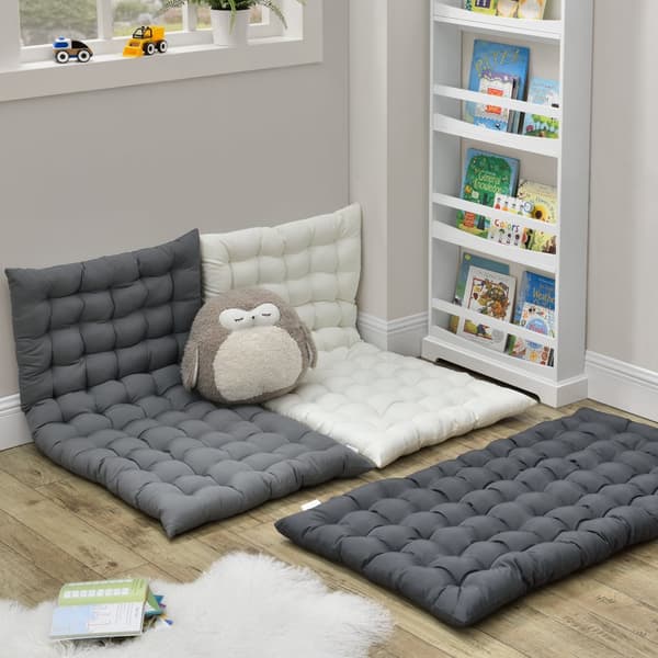 [en.casa] Golvkudde-120x60cm-pp bomull-polyester-mörkgrå