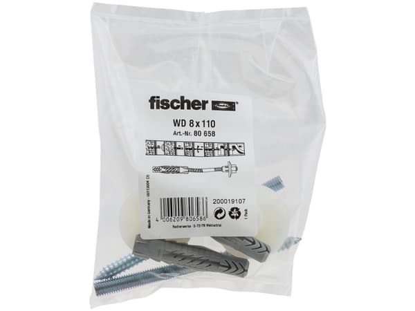 Fischer 80658, Ruuvi- ja seinäpistokesarja, Tiili, Betoni, 2 kpl, Laatikko