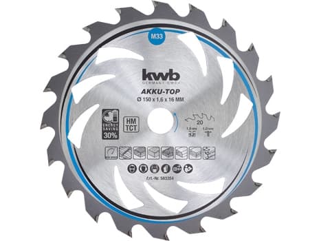 kwb 583354, Spånskiva, Hårt träslag, Plast, Plywood, Mjuka träslag, 15 cm, 1,6 cm, Tungsten Carbide Tipped (TCT), 1 mm, 1,6 mm