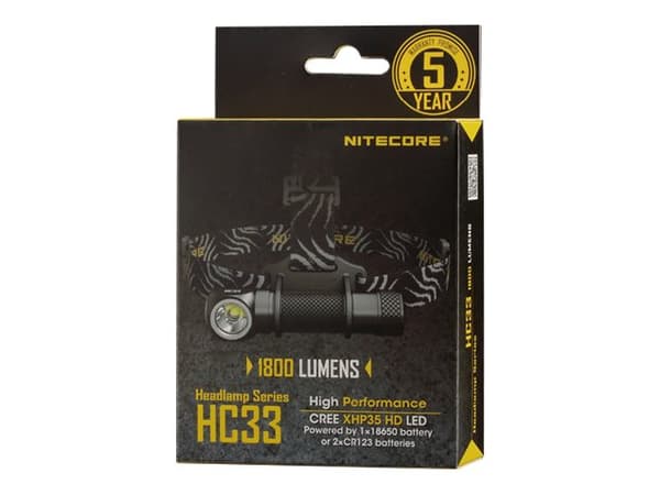 Nitecore HC33, Taskulamppu otsanauhalla, Musta, LED, 1 lamppua, 1800 lm, 8750 cd