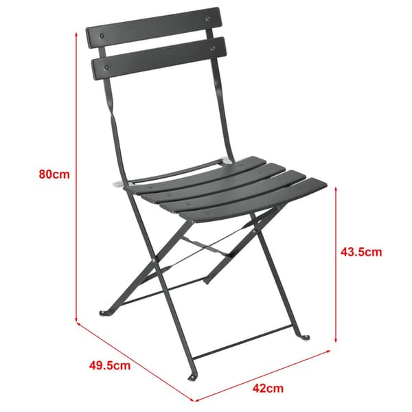 [en.casa] Bistroset Caprile-caféset-bord och 2 stolar-Ø bord: 60 cm-stål-mörkgrå-hopfällbar