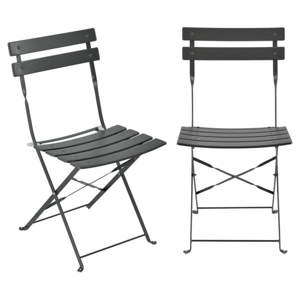 [en.casa] Bistroset Caprile-caféset-bord och 2 stolar-Ø bord: 60 cm-stål-mörkgrå-hopfällbar