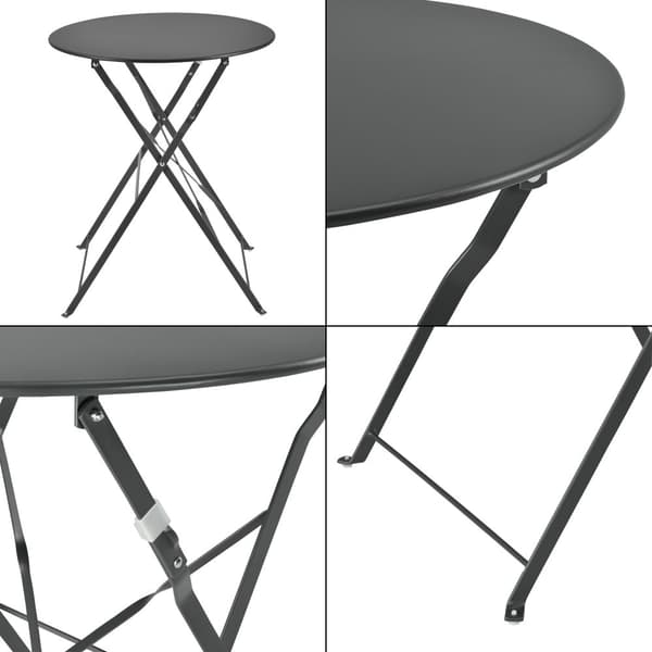 [en.casa] Bistroset Caprile-caféset-bord och 2 stolar-Ø bord: 60 cm-stål-mörkgrå-hopfällbar