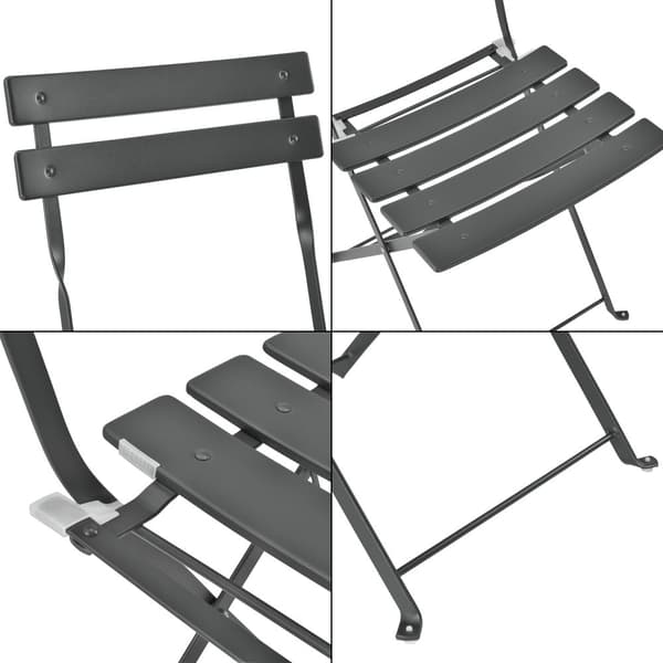 [en.casa] Bistroset Caprile-caféset-bord och 2 stolar-Ø bord: 60 cm-stål-mörkgrå-hopfällbar