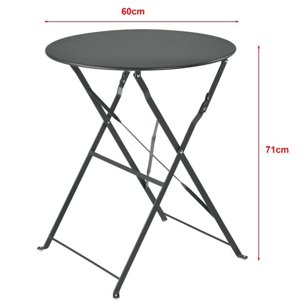 [en.casa] Bistroset Caprile-caféset-bord och 2 stolar-Ø bord: 60 cm-stål-mörkgrå-hopfällbar