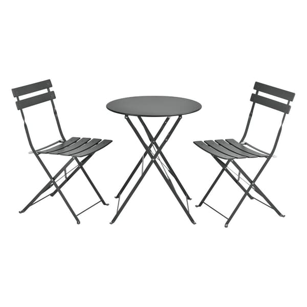 [en.casa] Bistroset Caprile-caféset-bord och 2 stolar-Ø bord: 60 cm-stål-mörkgrå-hopfällbar