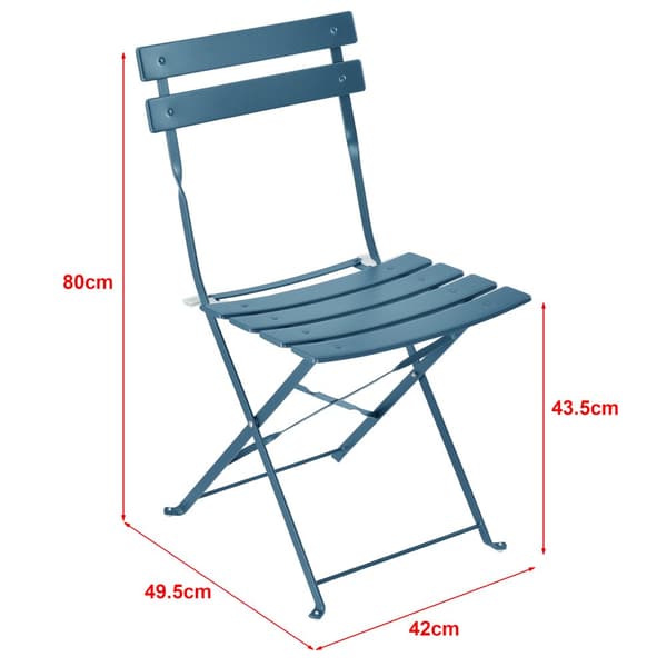 [en.casa] Bistroset Caprile-caféset-bord och 2 stolar-Ø bord: 60 cm-stål-turkos-hopfällbar