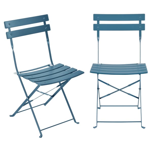 [en.casa] Bistroset Caprile-caféset-bord och 2 stolar-Ø bord: 60 cm-stål-turkos-hopfällbar