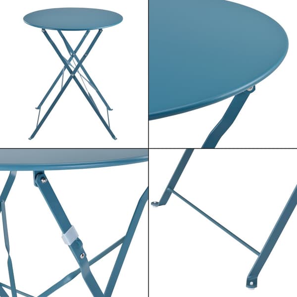 [en.casa] Bistroset Caprile-caféset-bord och 2 stolar-Ø bord: 60 cm-stål-turkos-hopfällbar